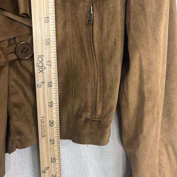 Boston Proper Womens Boho Folk Faux Suede Cropped Jacket Size 10 Tan Brown Indie - Picture 5 of 9